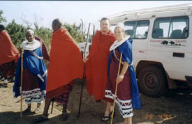 Wearing traditional maasai clothing and getting married